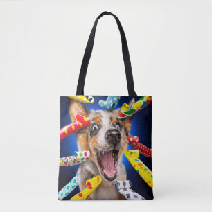 Happy Dog Party Blowers Tote Bag
