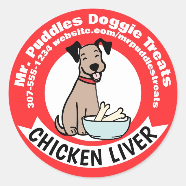 Happy dog pet food chef homemade dog treats classic round sticker (Front)