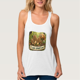 Happy Dog Smelling Morel Mushrooms - Nature Love Singlet