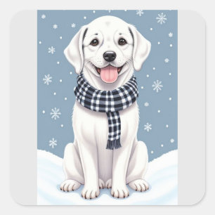Happy Dog  Square Sticker