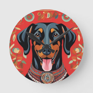 Happy Dog Template Replace with Your Photo Round Clock