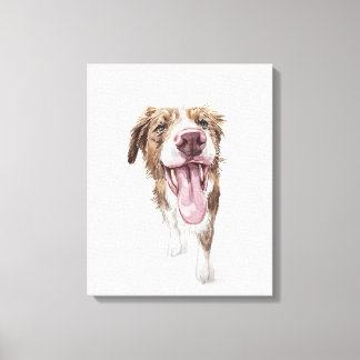Happy Dog Watercolor Portrait Canvas Print