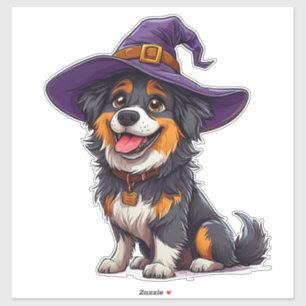Happy Dog Wearing a Witch Hat