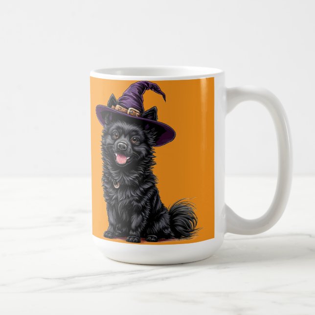 Happy Dog Wearing a Witch Hat Coffee Mug (Right)