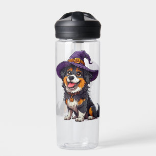 Happy Dog Wearing a Witch Hat Water Bottle