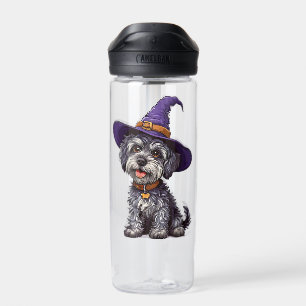 Happy Dog Wearing a Witch Hat Water Bottle
