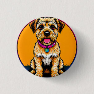 Happy Dog With a Colourful Collar 3 Cm Round Badge