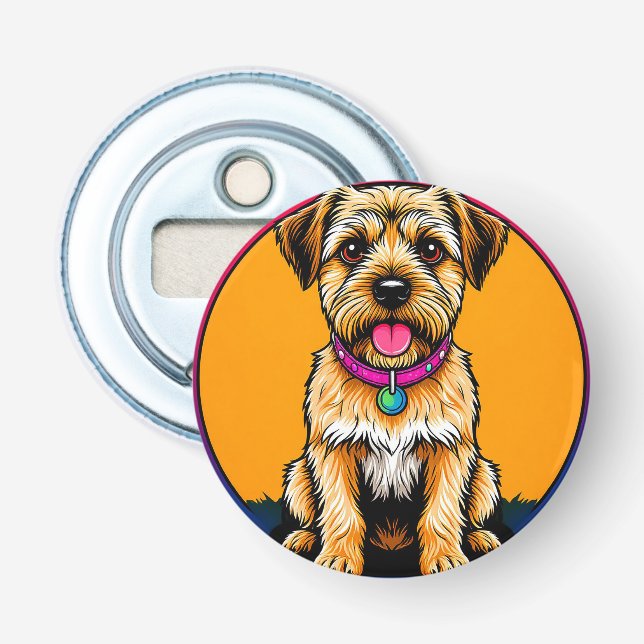 Happy Dog With a Colourful Collar Bottle Opener (Front)