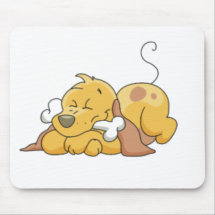 Happy Dog with Bone Mouse Pad