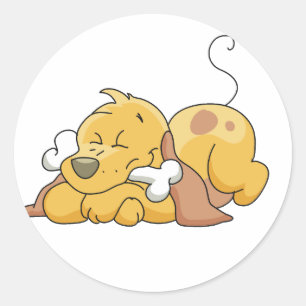 Happy Dog With Bone Tshirts and Gifts Classic Round Sticker