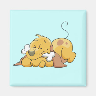 Happy Dog With Bone Tshirts and Gifts Magnet