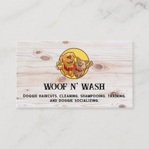 Happy Doggie and Kittie Wooden Boards Business Card