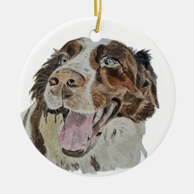 Happy Doggo Ceramic Tree Decoration (Front)
