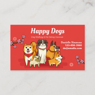 Happy Dogs Dog Sitting Business Cards