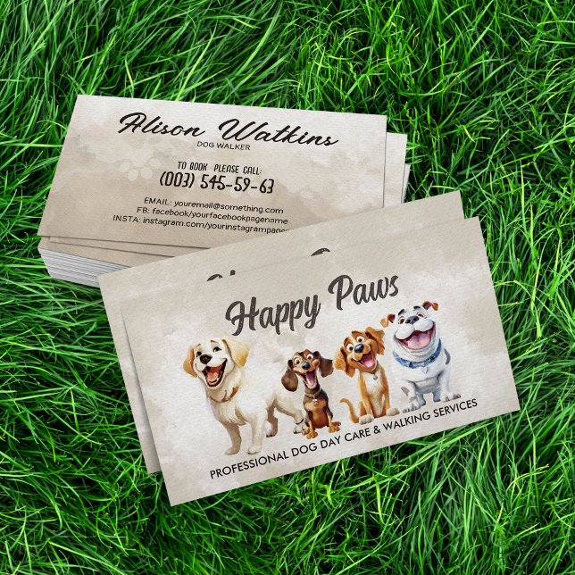 Happy Dogs Illustration Business Card (Creator Uploaded)