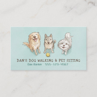Happy Dogs Pet Sitter Dog Walker Cute Drawings Business Card