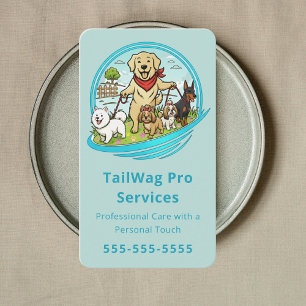 Happy Dogs Walker Sitter Trainer Pet Care Blue Business Card
