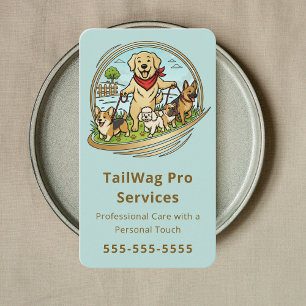 Happy Dogs Walker Trainer Pet Care Service Blue Business Card