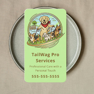 Happy Dogs Walker Trainer Pet Care Service Green Business Card
