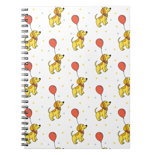 Happy Dogs with Balloons Pattern Notebook (Front)