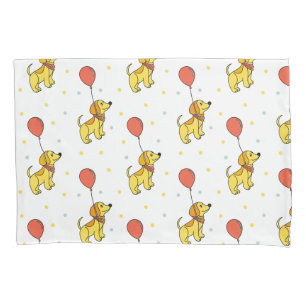 Happy Dogs with Balloons Pattern Pillowcase