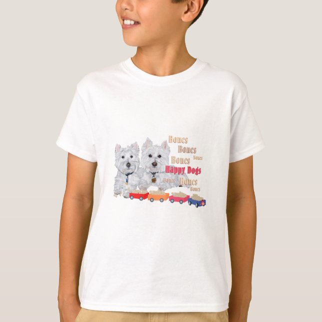 Happy Dogs With Bones T-Shirt (Front)