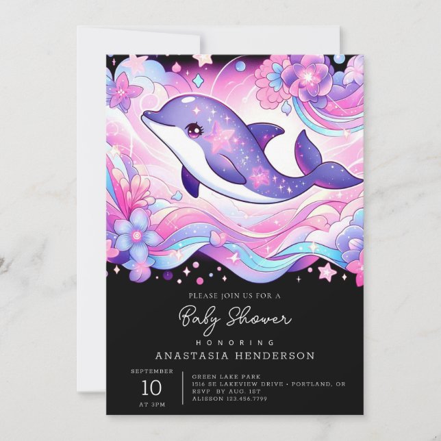 Happy Dolphin Baby Shower Invitation (Front)