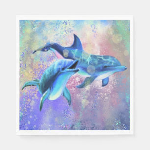 Happy Dolphin Couple Napkins - Family