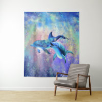 Happy Dolphin Couple Tapestry - Family