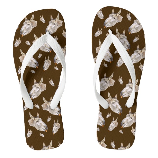 Happy Donkey Eating A Carrot, Jandals (Footbed)