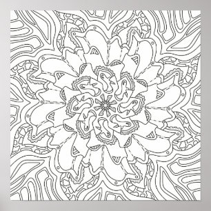 Happy Doodles: Colouring Page for Adults Poster