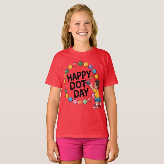 Happy Dot Day Funny Colourful Polka Dots Kids Shir T-Shirt (Front Full)