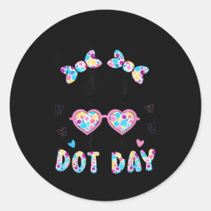 Happy Dot Day Messy Bun Kids Teacher Colorful Dot  Classic Round Sticker