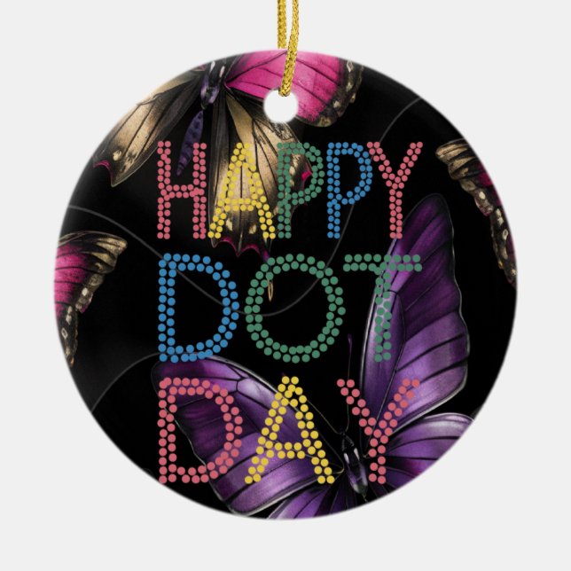 happy dot day teachers kids gift ceramic tree decoration (Front)