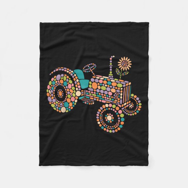 Happy Dot Day Tractor Polka Dot Art Student Boys G Fleece Blanket (Front)