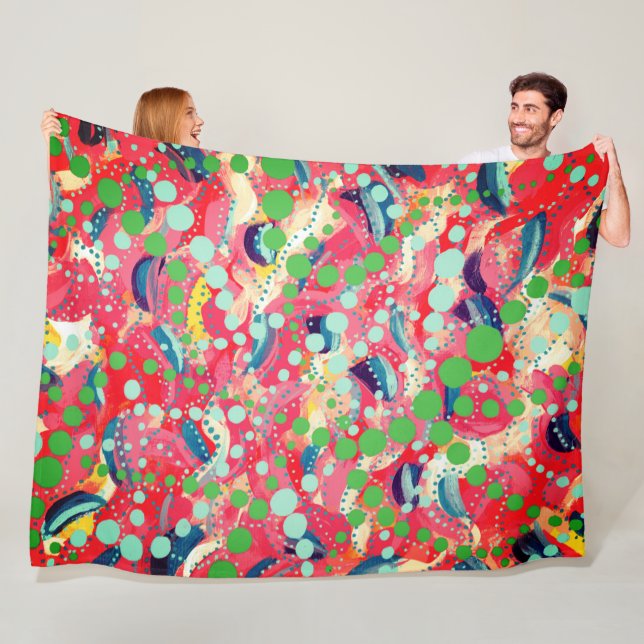 Happy Dots and Playful Shapes Fleece Blanket (In Situ)