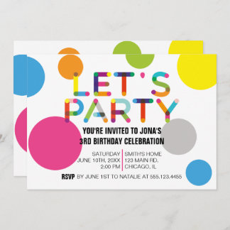 Happy Dots Birthday Party Photo Invitation