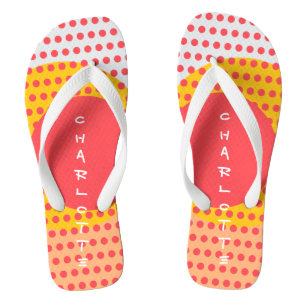 Happy Dots in Yellow Pink Orange Jandals