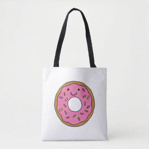 Happy Doughnut Graphic Colourful Pink Doughnut Cli Tote Bag