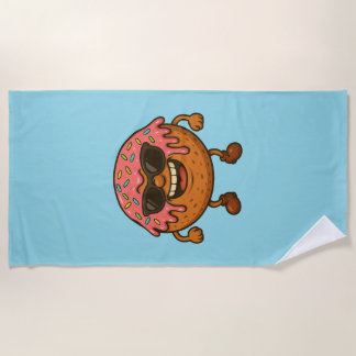 Happy Doughnuts Blu Beach Towel
