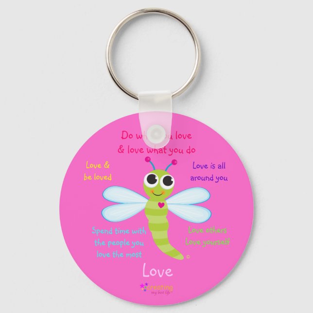 Happy Dragonfly "Love" Keychain (Front)