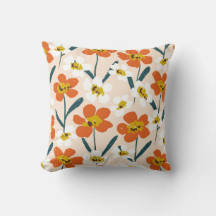 Happy dry painted blooms seamless Vintage pattern. Cushion