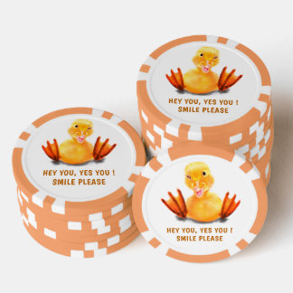 Happy Duck Funny Poker Chips - Custom Text