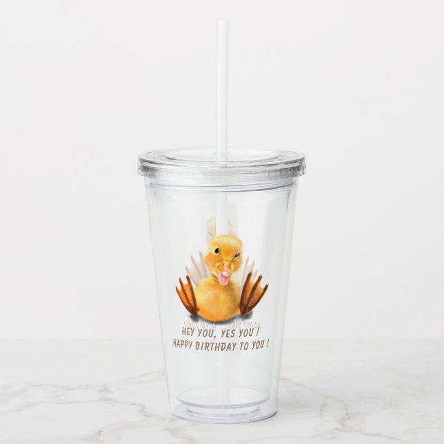 Happy Duck Kids Bityhday Acrylic Tumbler (Front)