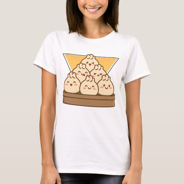 Happy Dumplings Kawaii Food Asian Dim Sum T-Shirt (Front)