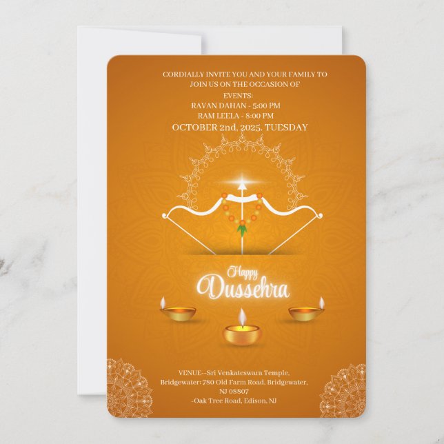 Happy Dussehra Celebration Invitation (Front)