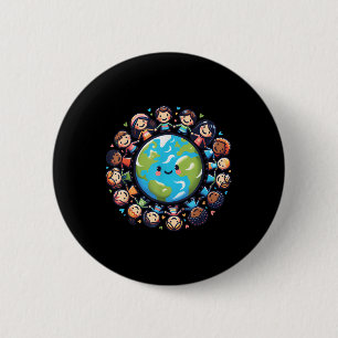 Happy Earth Day 2025 Cool Earth Day Children Kids  6 Cm Round Badge