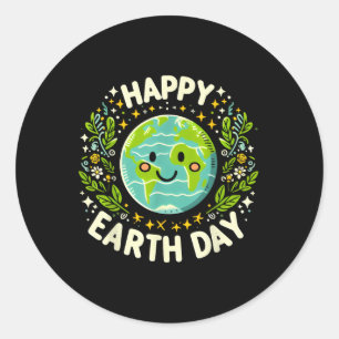 Happy Earth Day 2025 Cute Earth Day Kids Toddler B Classic Round Sticker