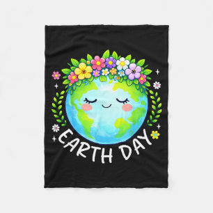 Happy earth day 2026 floral mother earth flower fleece blanket