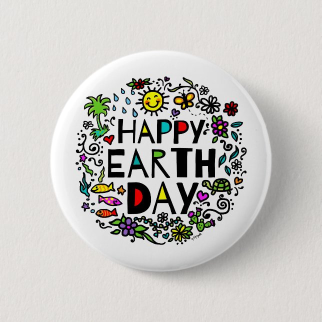 Happy Earth Day 6 Cm Round Badge (Front)